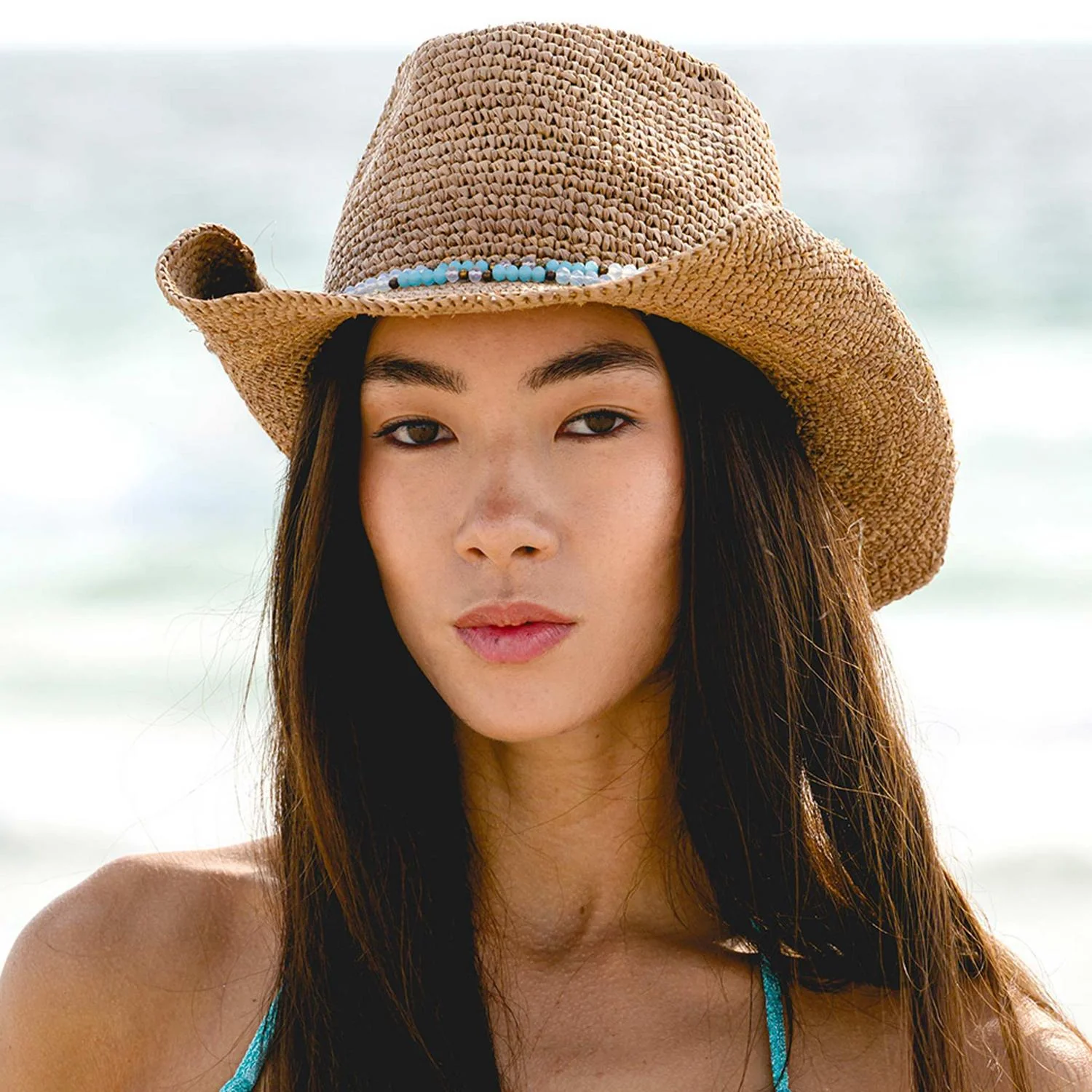 Allison Raffia Straw Western Hat - Image 6