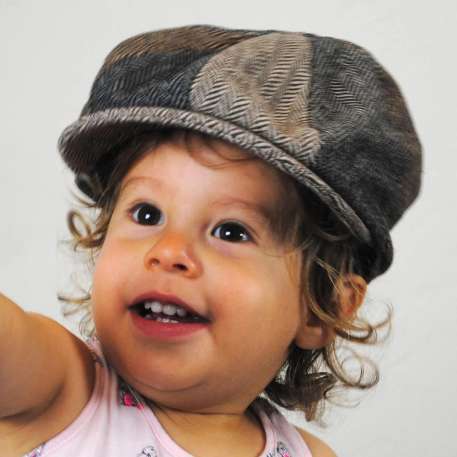 Baby Herringbone Patchwork Wool Blend Newsboy Cap - Image 5