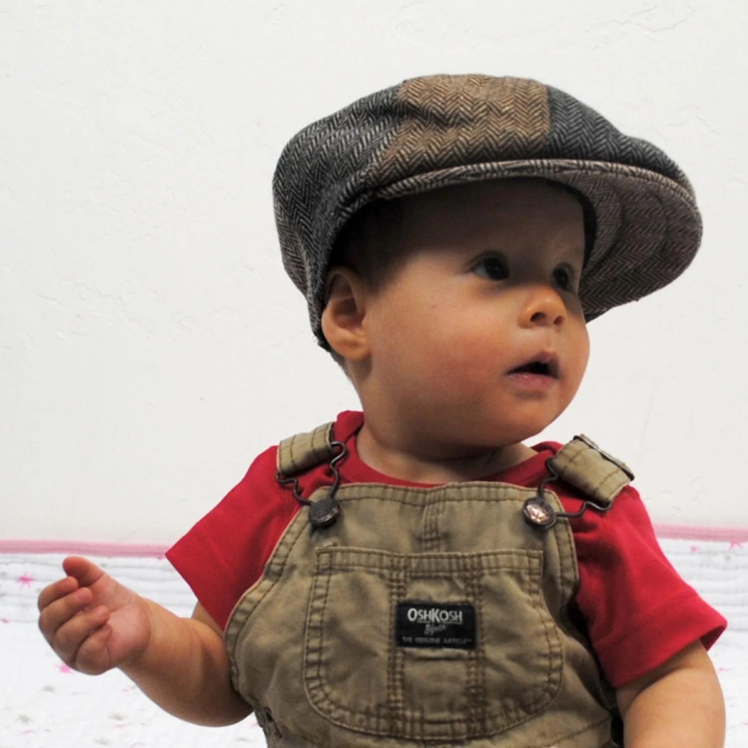 Baby Herringbone Patchwork Wool Blend Newsboy Cap - Image 7