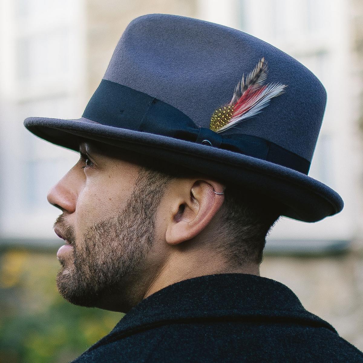 Blues Crushable Wool Felt Trilby Fedora Hat - Image 9