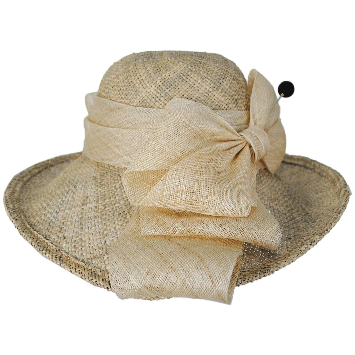 Bow and Hat Pin Seagrass Straw Profile Hat - Image 3