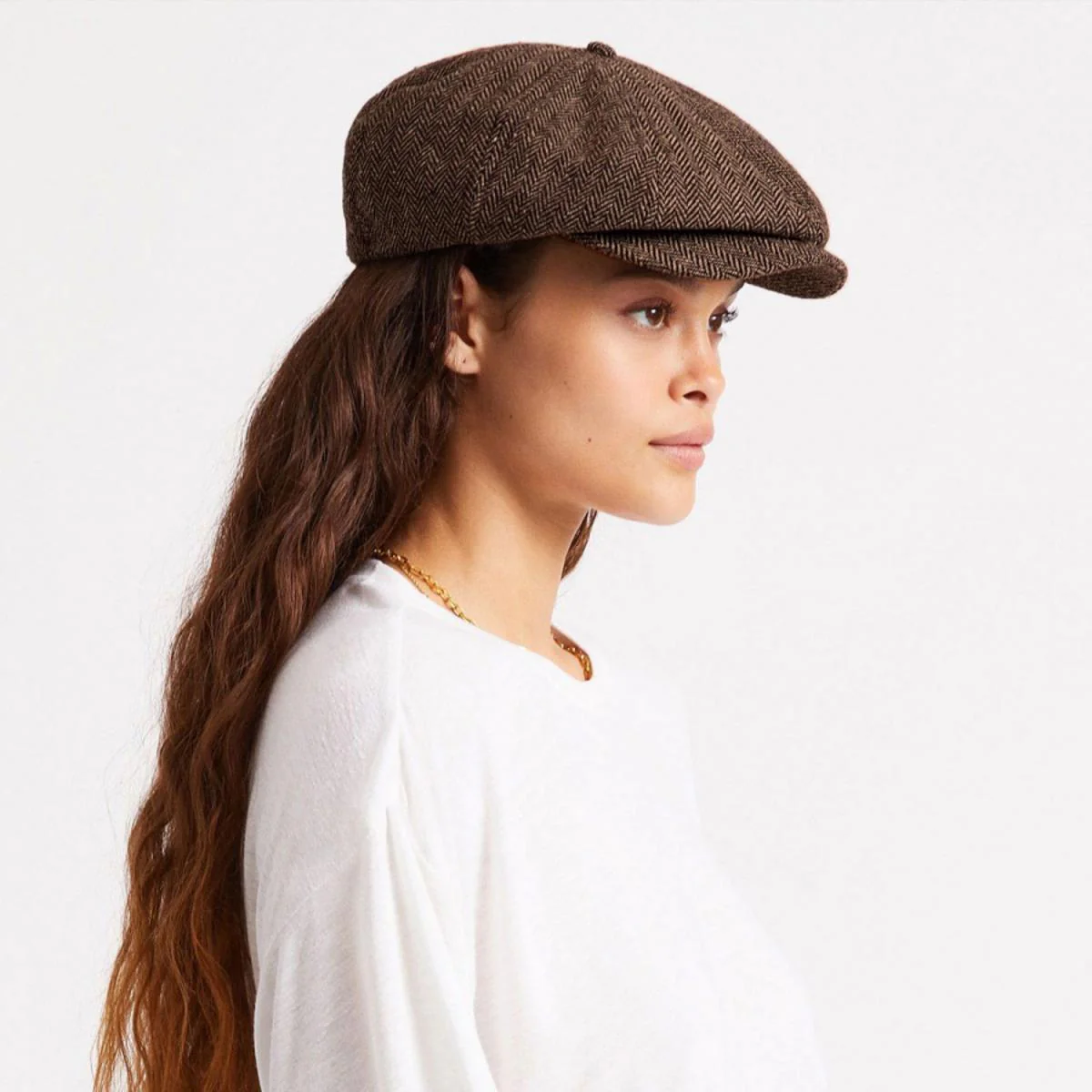 Brood Herringbone Wool Blend Newsboy Cap - Image 3