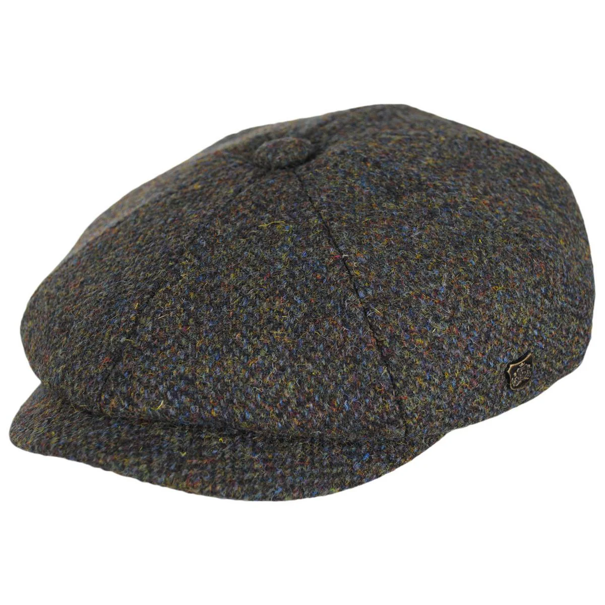 Carloway Harris Tweed Multi Fleck Wool Herringbone Newsboy Cap