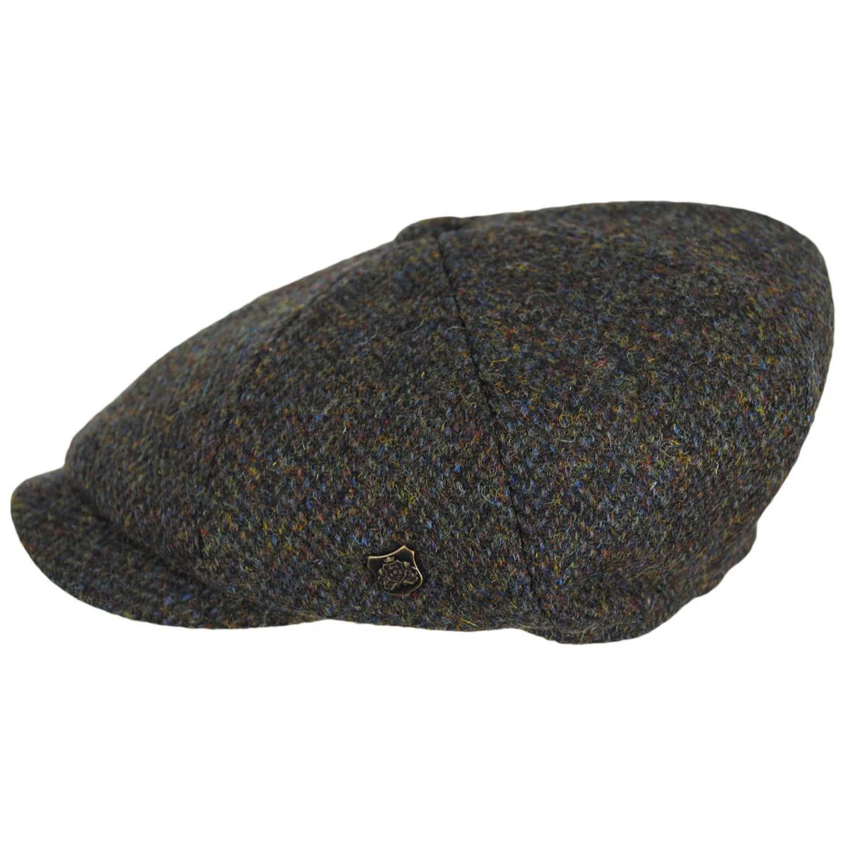 Carloway Harris Tweed Multi Fleck Wool Herringbone Newsboy Cap - Image 3