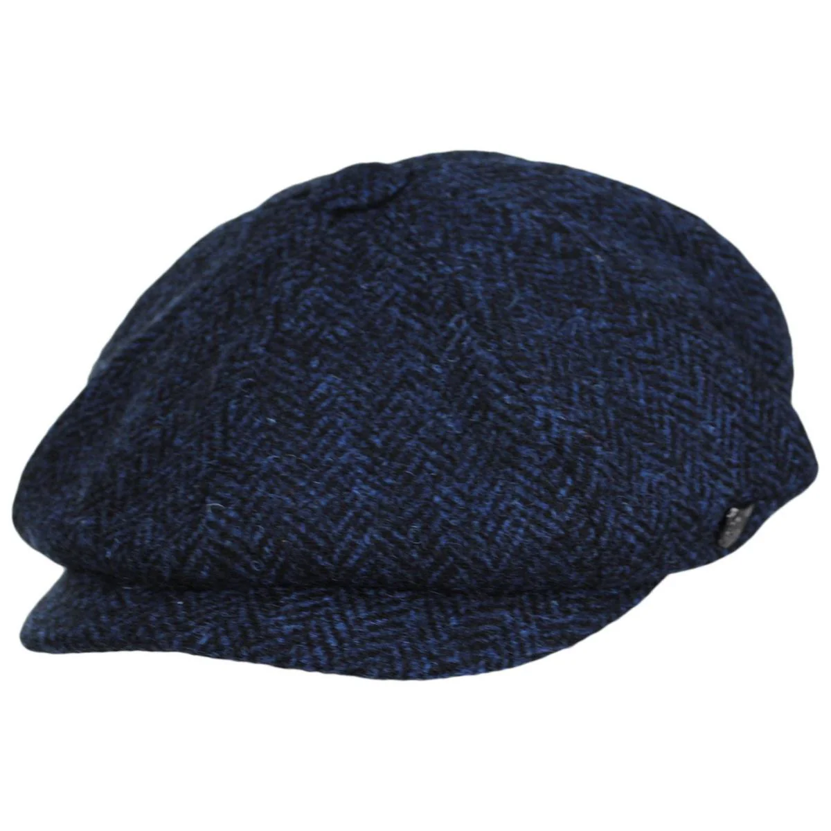 Carloway Harris Tweed Wool Herringbone Newsboy Cap - Blue