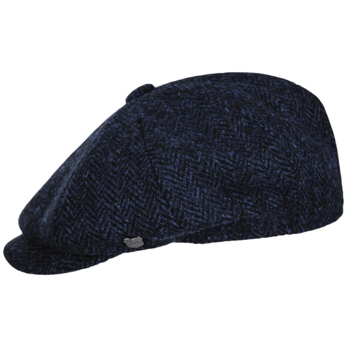 Carloway Harris Tweed Wool Herringbone Newsboy Cap - Blue - Image 3