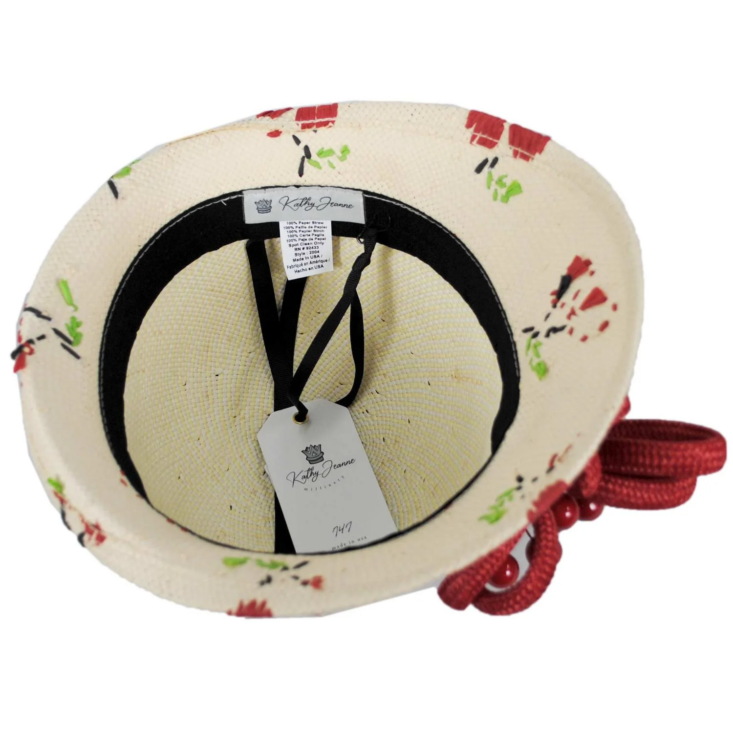Cerise Toyo Straw Profile Cloche Hat - Image 4