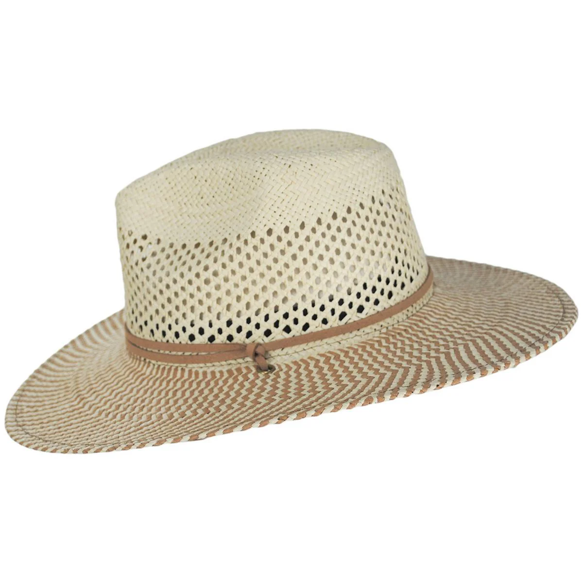 Chevron Toyo Straw Aussie Fedora Hat - Image 7