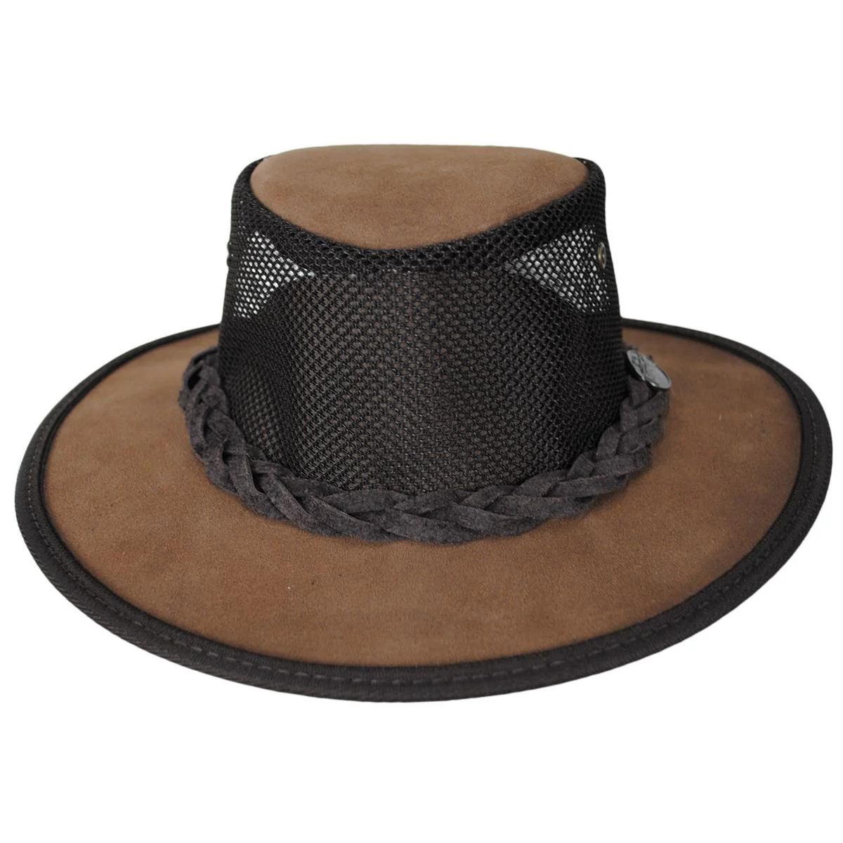 Cooler Cattle Suede Leather Mesh Foldaway Drover Hat - Image 2