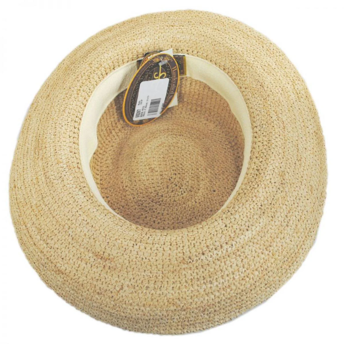 Crocheted Raffia Straw Boater Hat - Petite - Image 4