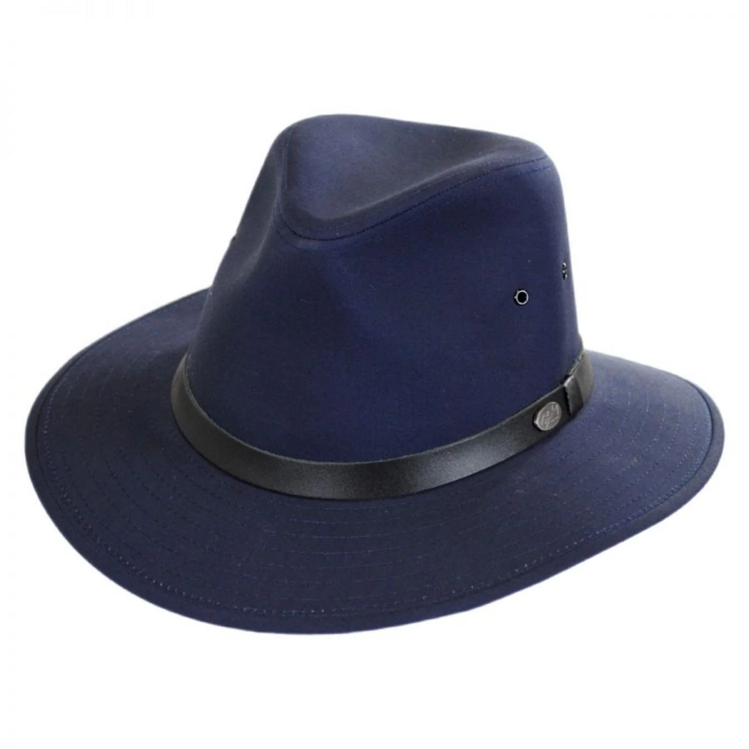 Dalton Cotton Blend Rain Safari Fedora Hat - Navy Blue