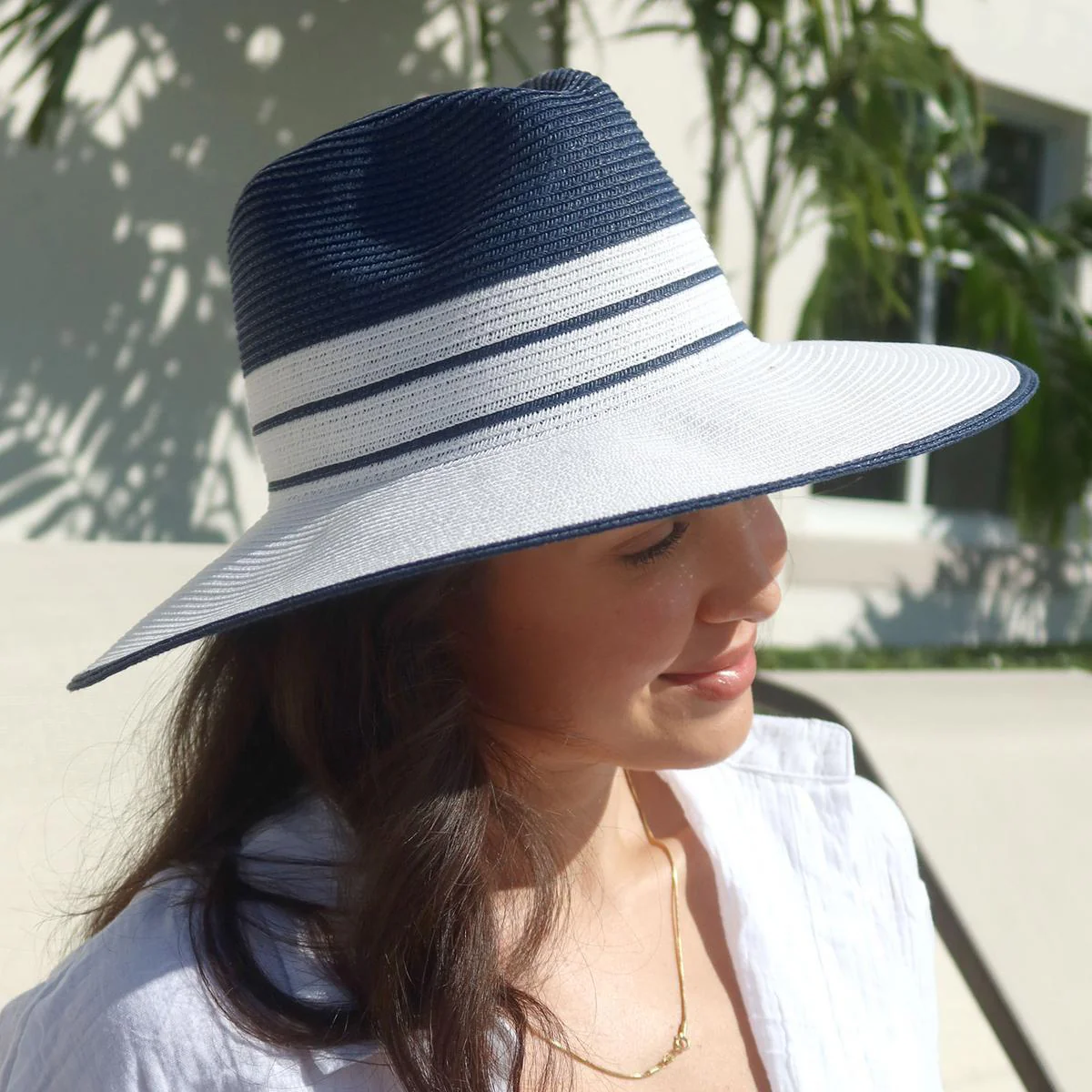 Danielle Two-Tone Toyo Straw Fedora Hat - Image 12