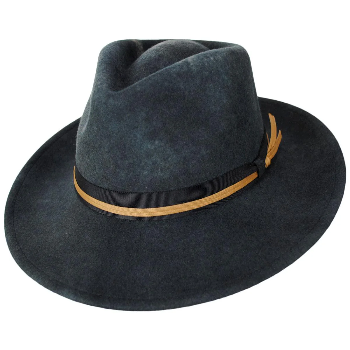 Dayton Convertabrim Wool Felt Rancher Fedora Hat - Black Worn Wash - FINAL SALE