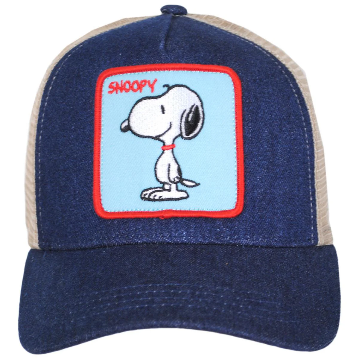 Denim Snoopy Mesh Trucker Snapback Baseball Cap - Image 2