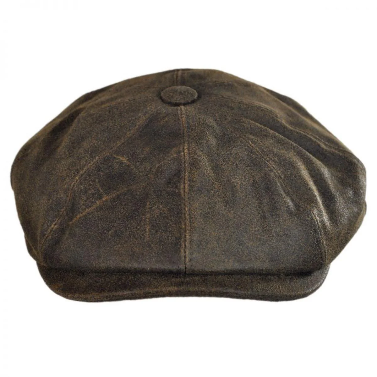 Distressed Leather Newsboy Cap - Image 2