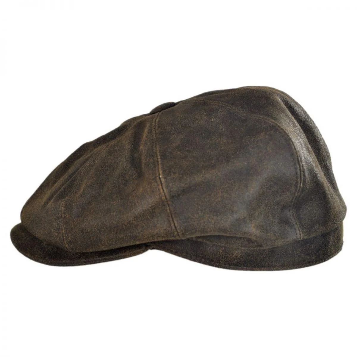 Distressed Leather Newsboy Cap - Image 3