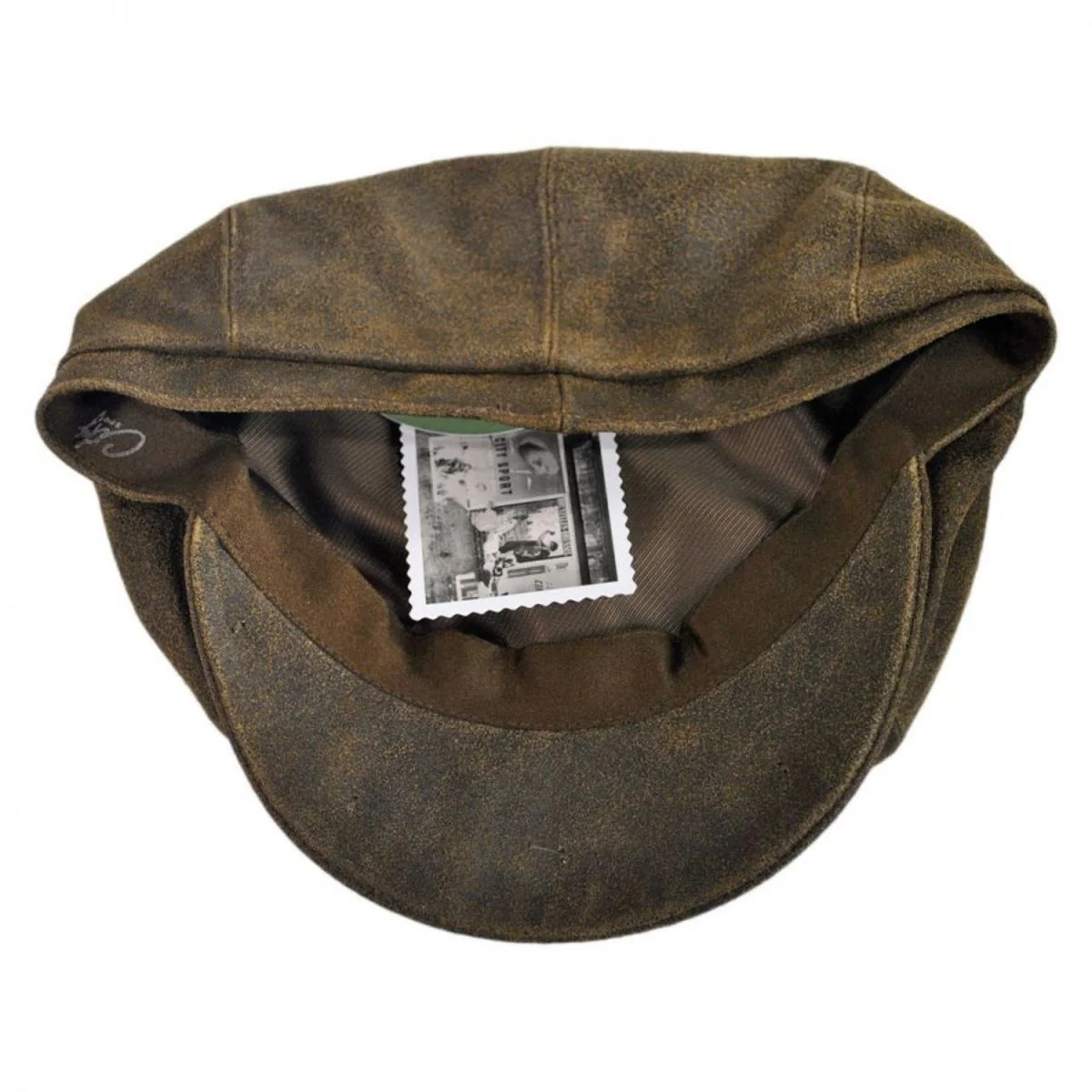 Distressed Leather Newsboy Cap - Image 4