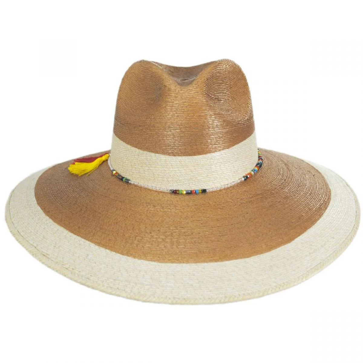 Elgans Two-Tone Palm Leaf Straw Fedora Hat - Image 2