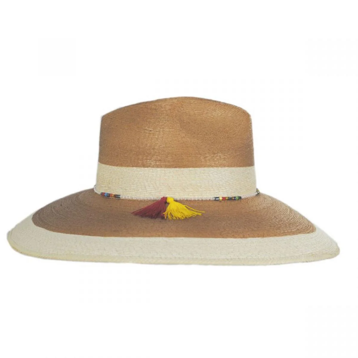 Elgans Two-Tone Palm Leaf Straw Fedora Hat - Image 3