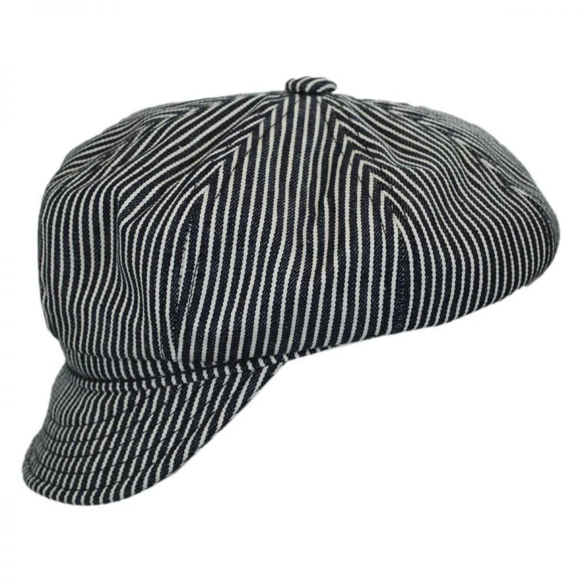 Engineer Striped Cotton Newsboy Cap - Image 3