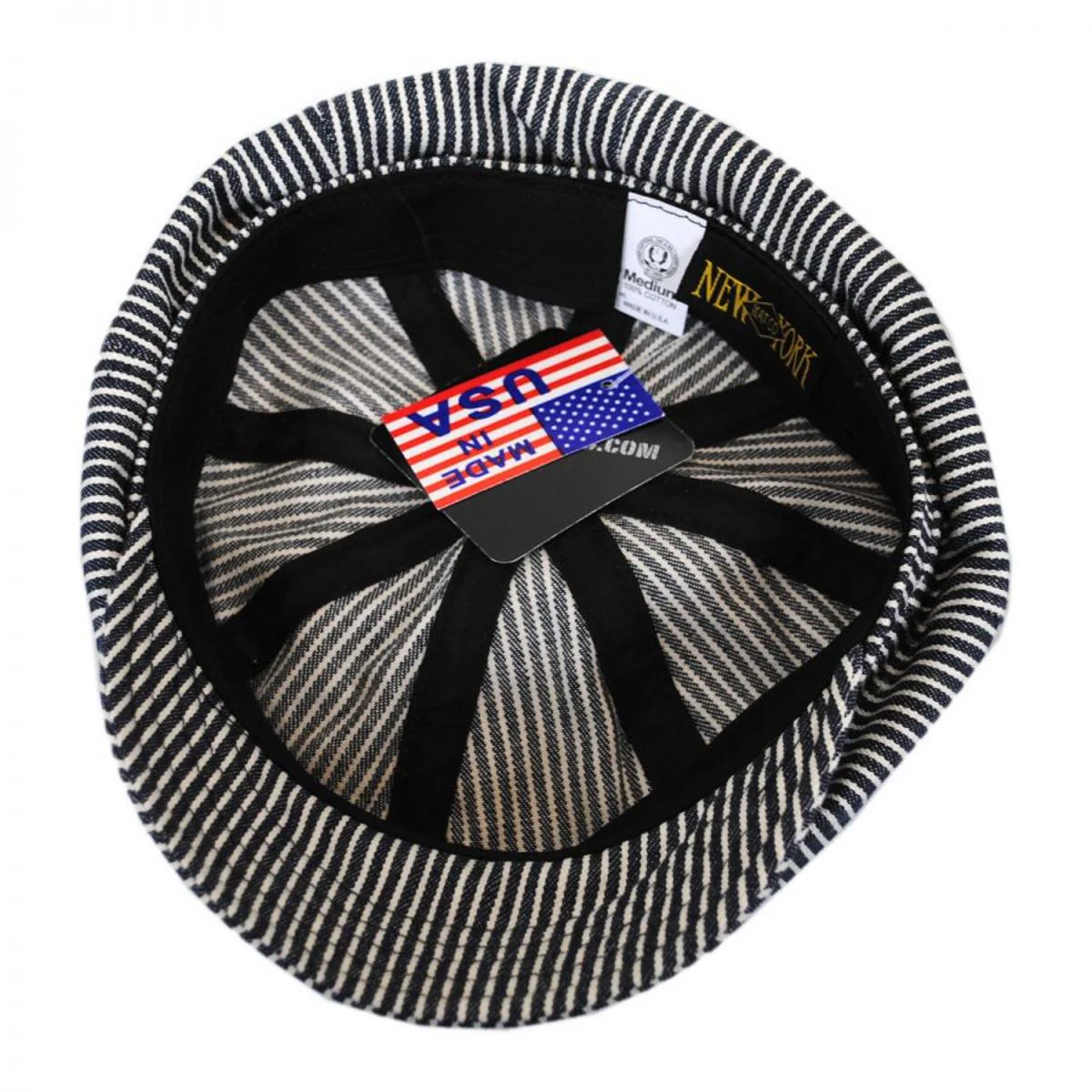 Engineer Striped Cotton Newsboy Cap - Image 4