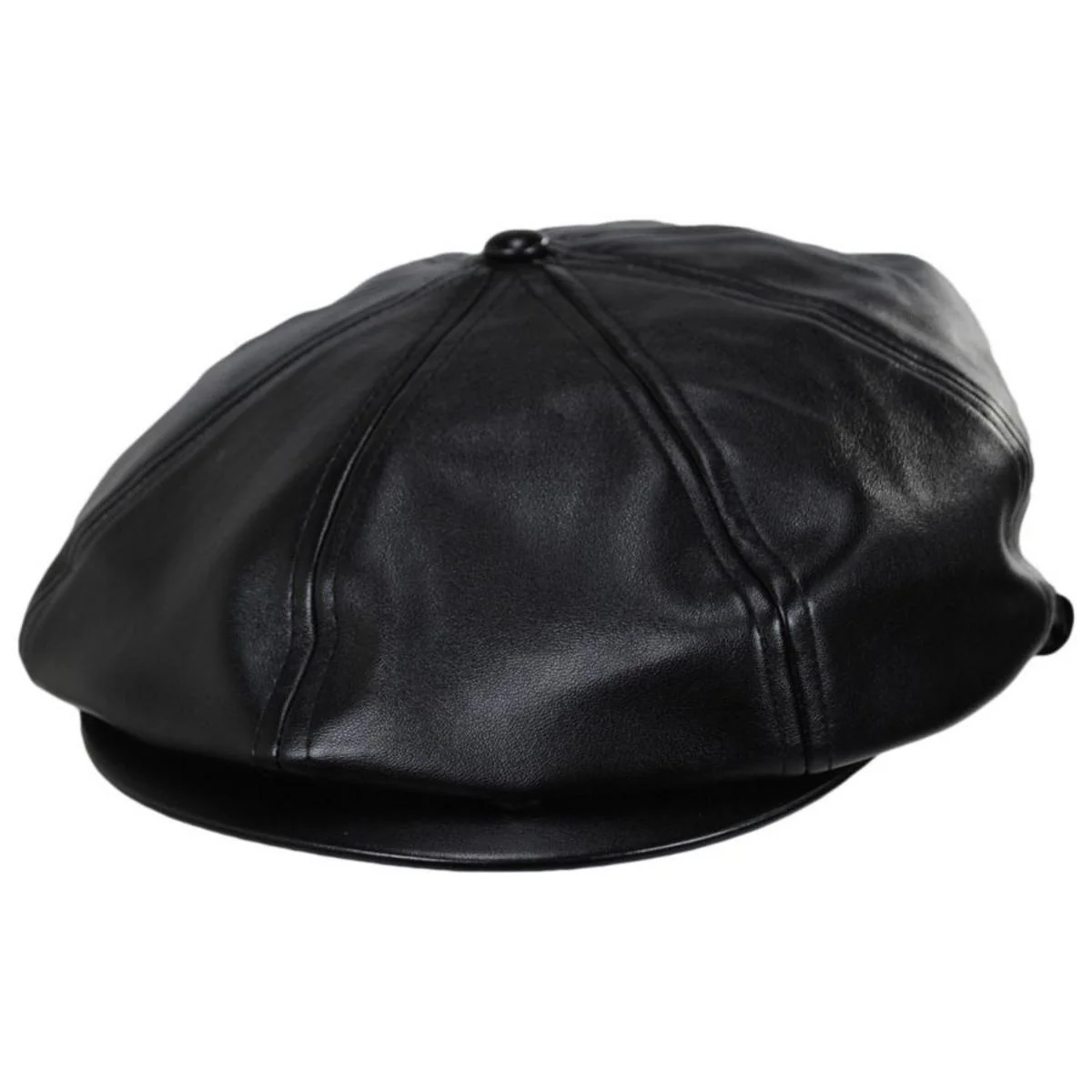 Faux Leather Newsboy Cap