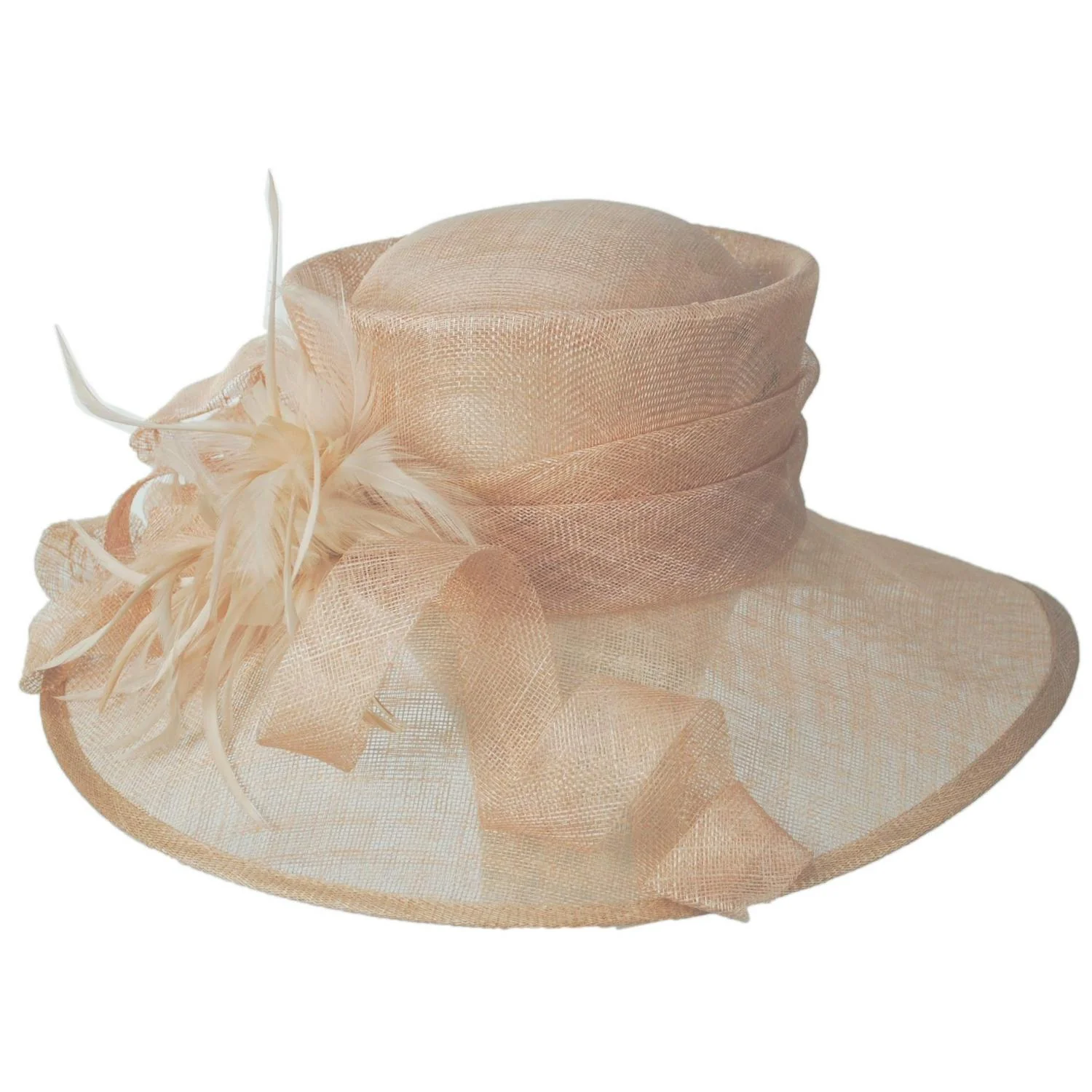 Feather Flower Sinamay Straw Boater Dress Hat - Image 2