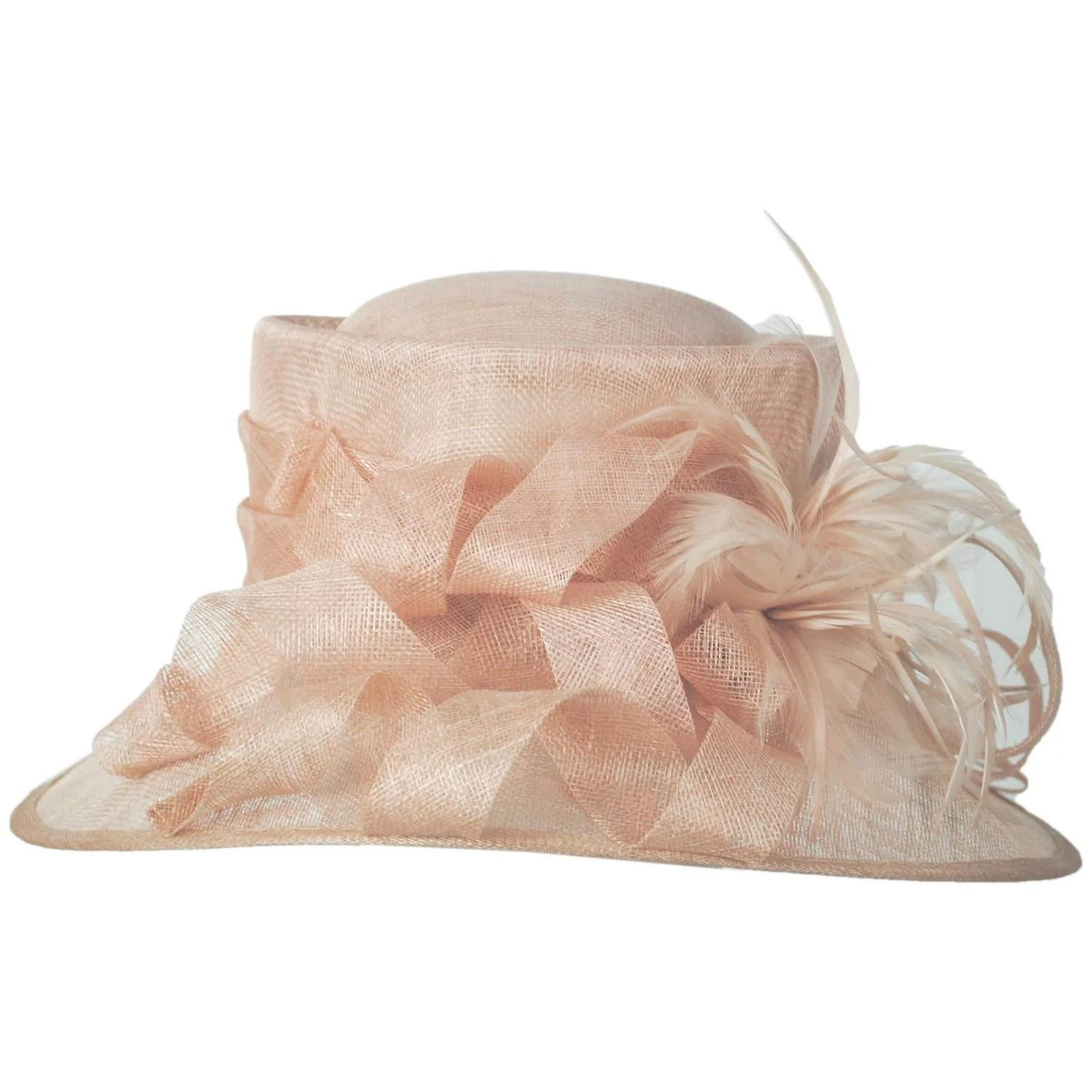 Feather Flower Sinamay Straw Boater Dress Hat - Image 3