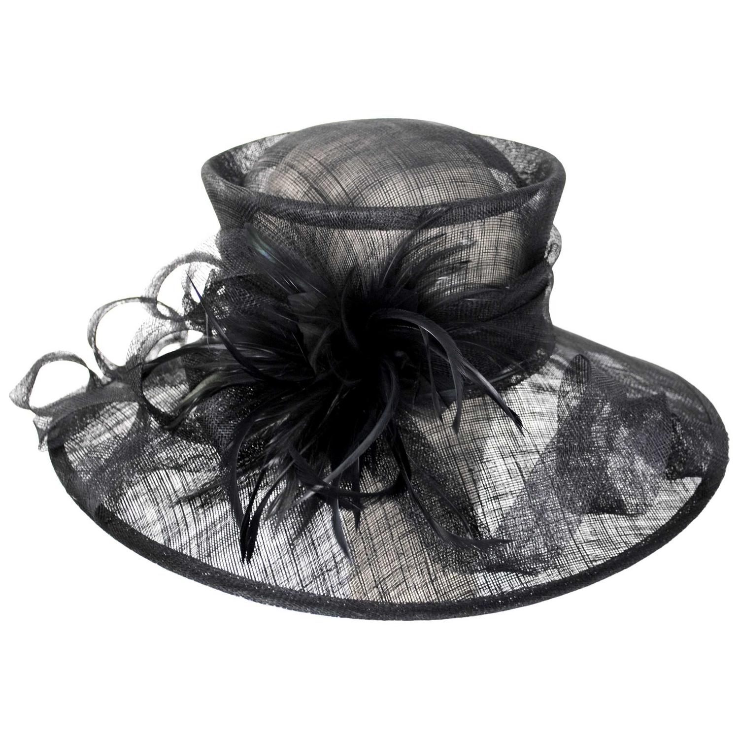 Feather Flower Sinamay Straw Boater Dress Hat - Image 5