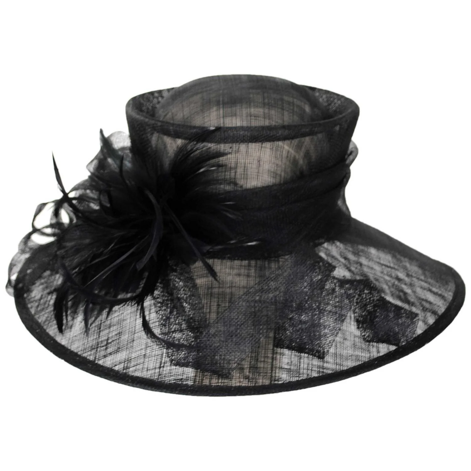 Feather Flower Sinamay Straw Boater Dress Hat - Image 6