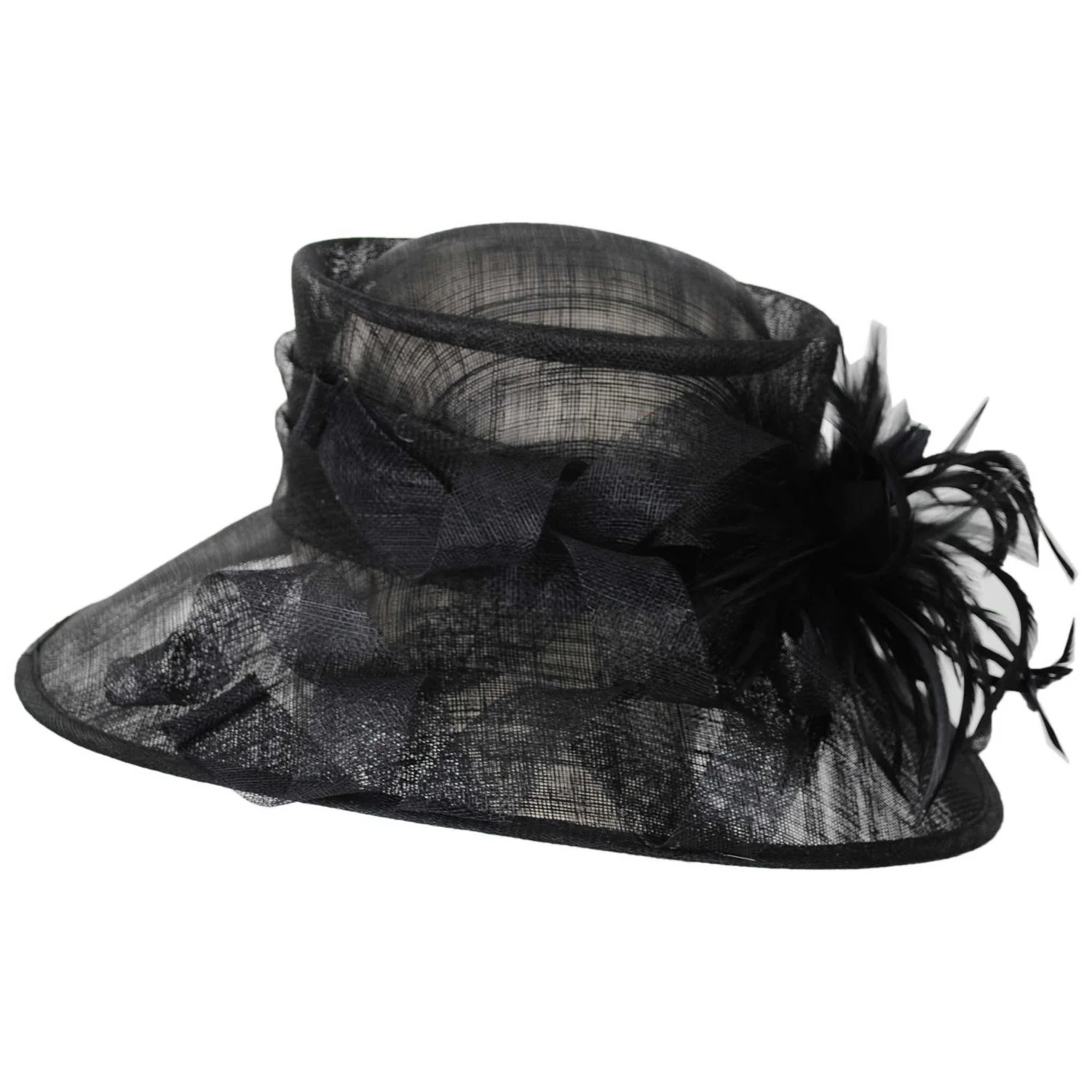 Feather Flower Sinamay Straw Boater Dress Hat - Image 7
