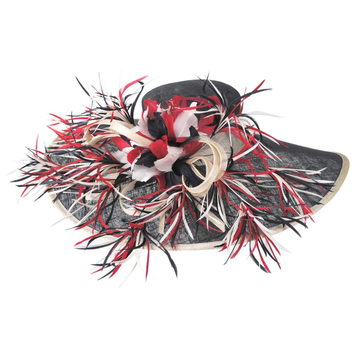 Feather Spikes Sinamay Straw Lampshade Dress Hat