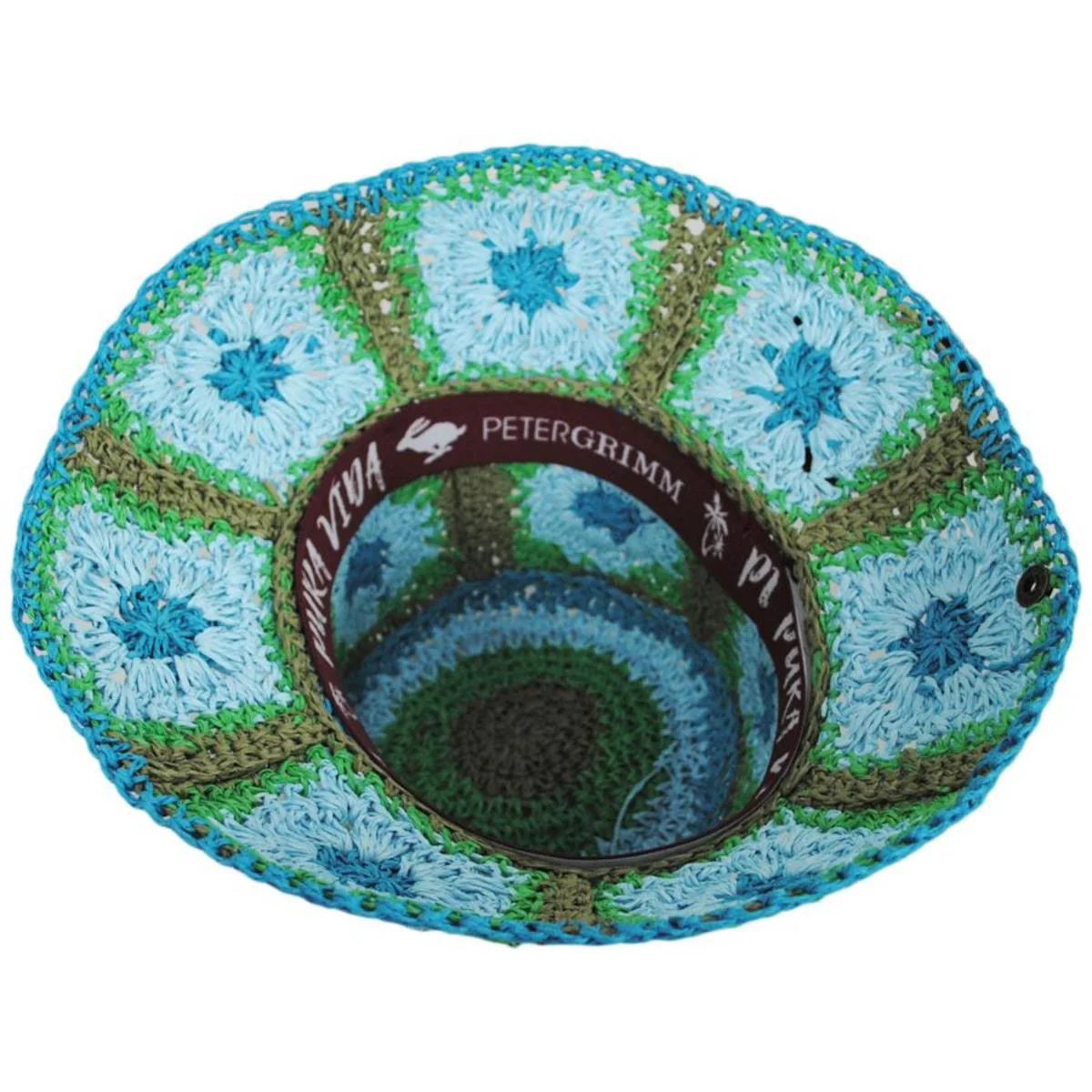 Fergie Granny Square Hand Crochet Toyo Straw Bucket Hat - Image 8