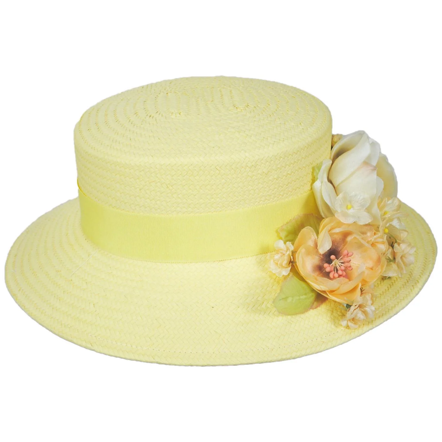 Floral Crown Toyo Straw Lampshade Hat - Image 3
