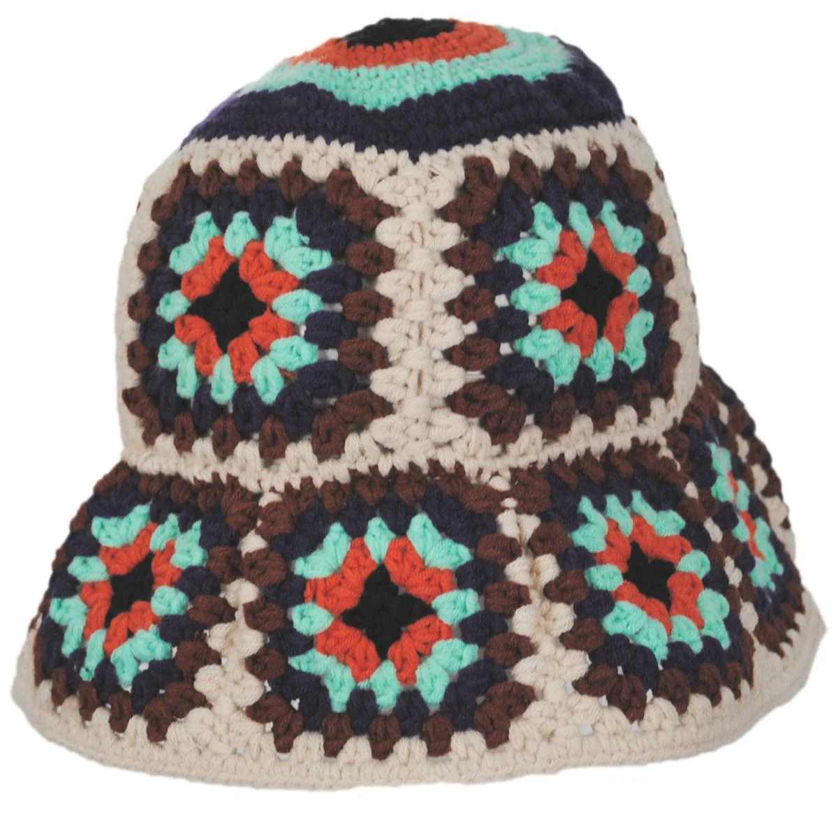 Granny Square Crochet Knit Bucket Hat