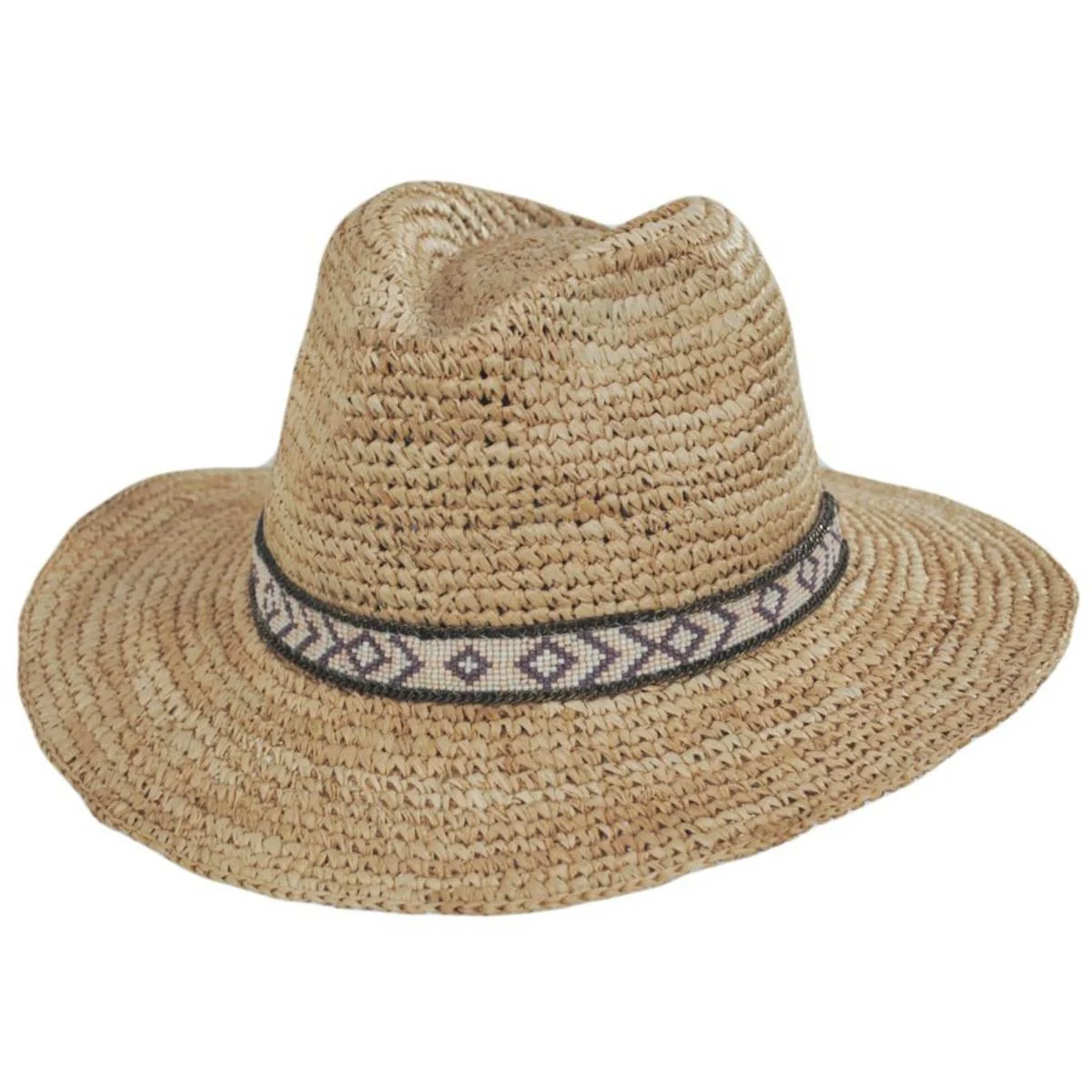 Hailey Raffia Crochet Straw Fedora Hat