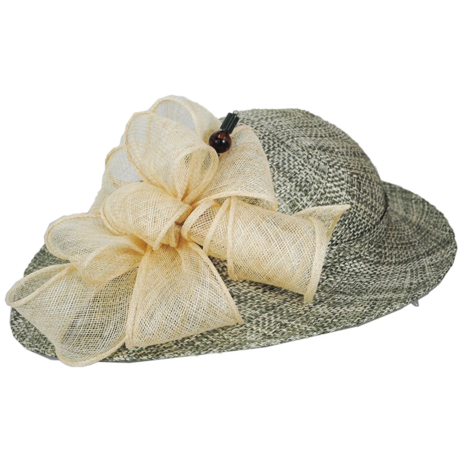 Hat Pin and Swirls Tweed Ramie-Sisal Straw Dress Hat