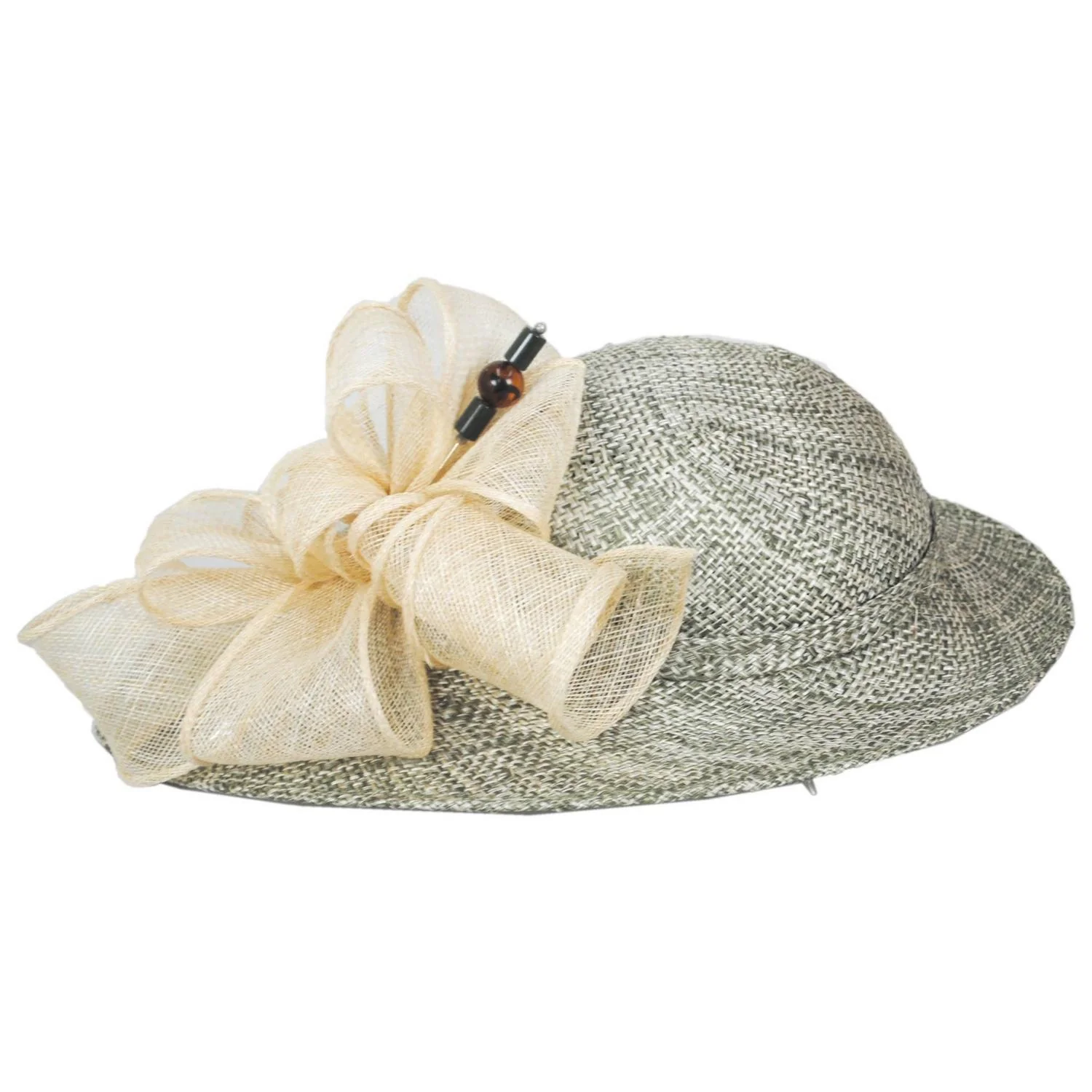 Hat Pin and Swirls Tweed Ramie-Sisal Straw Dress Hat - Image 2