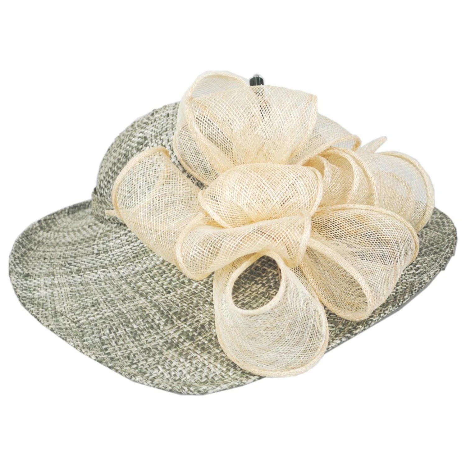 Hat Pin and Swirls Tweed Ramie-Sisal Straw Dress Hat - Image 3
