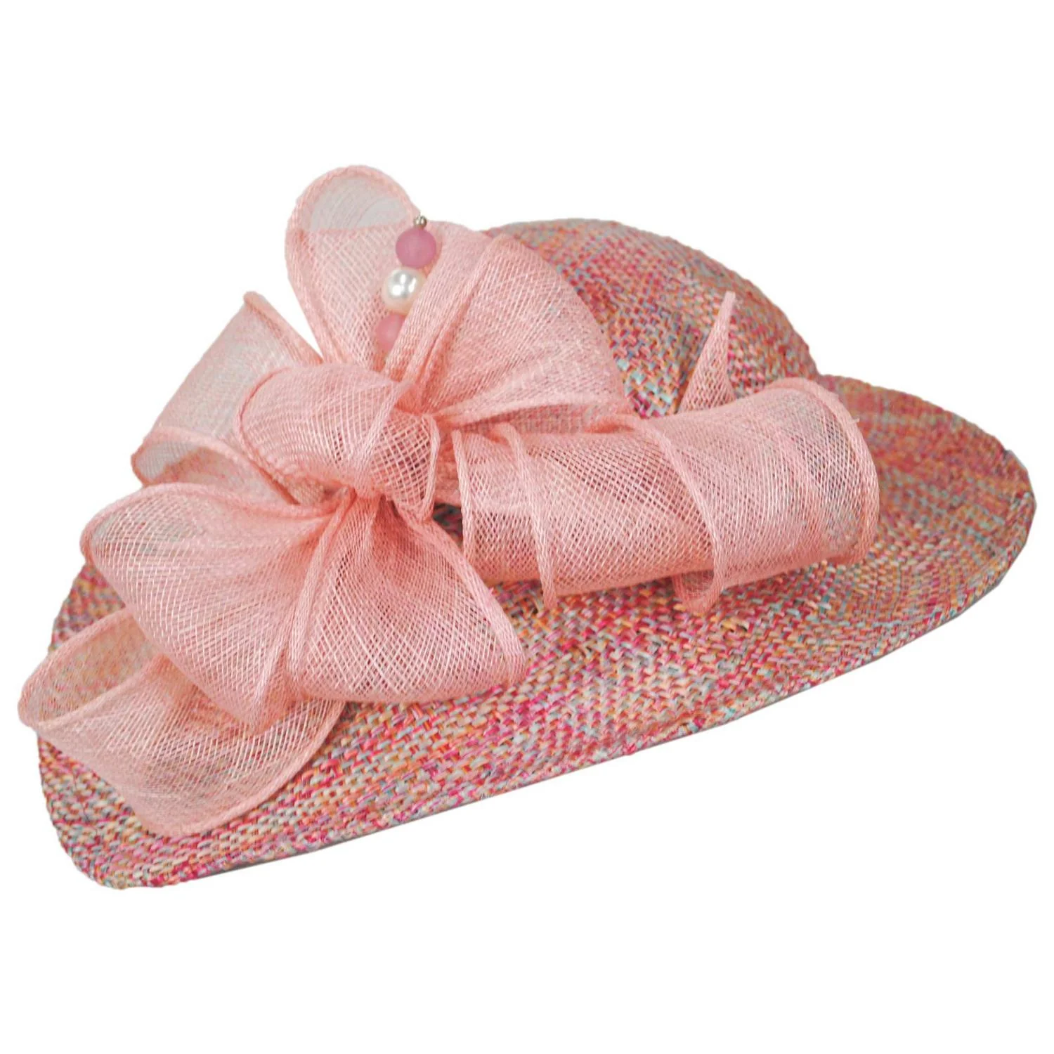 Hat Pin and Swirls Tweed Ramie-Sisal Straw Dress Hat - Image 5
