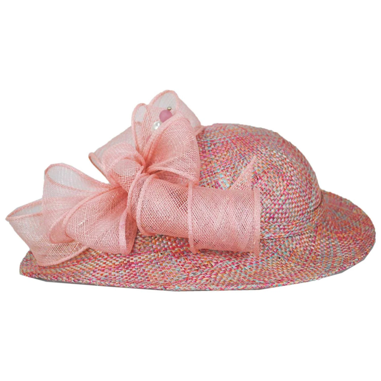 Hat Pin and Swirls Tweed Ramie-Sisal Straw Dress Hat - Image 6