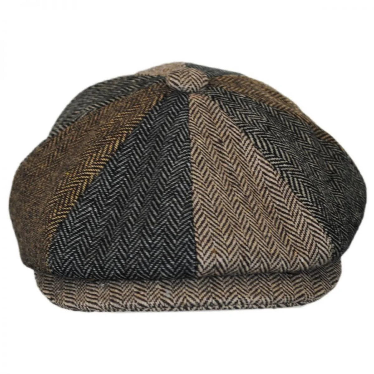 Herringbone Patchwork Wool Blend Newsboy Cap - Image 3