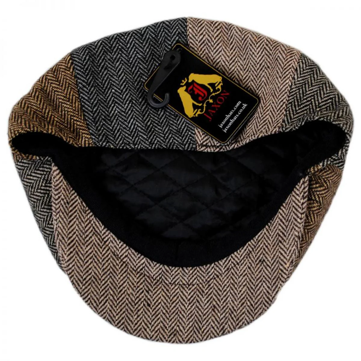 Herringbone Patchwork Wool Blend Newsboy Cap - Image 5