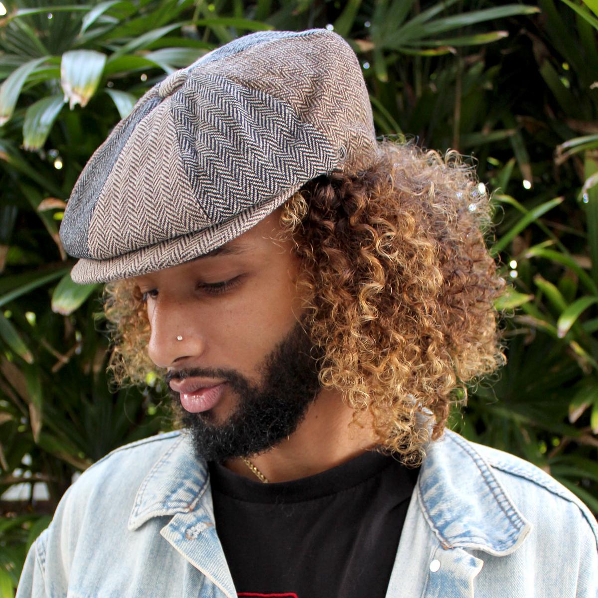 Herringbone Patchwork Wool Blend Newsboy Cap - Image 7