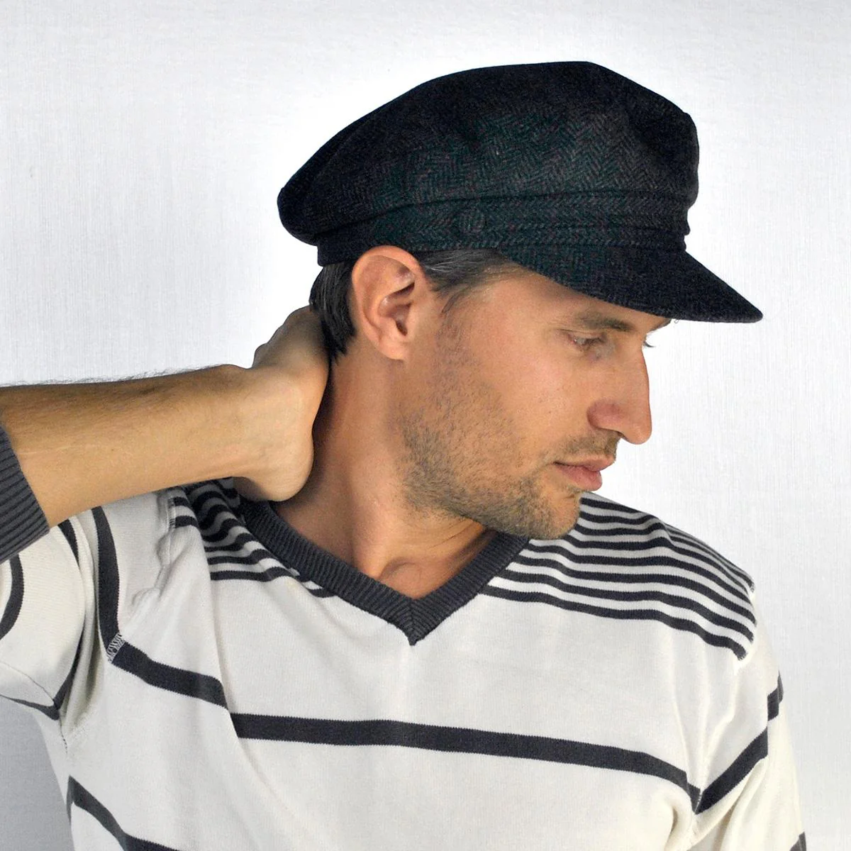 Herringbone Wool Blend Fiddler's Cap - Image 2