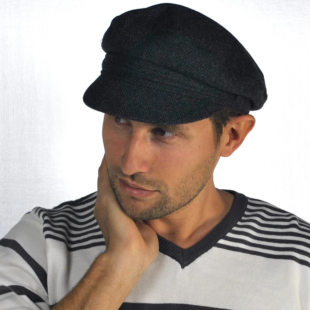 Herringbone Wool Blend Fiddler's Cap - Image 7