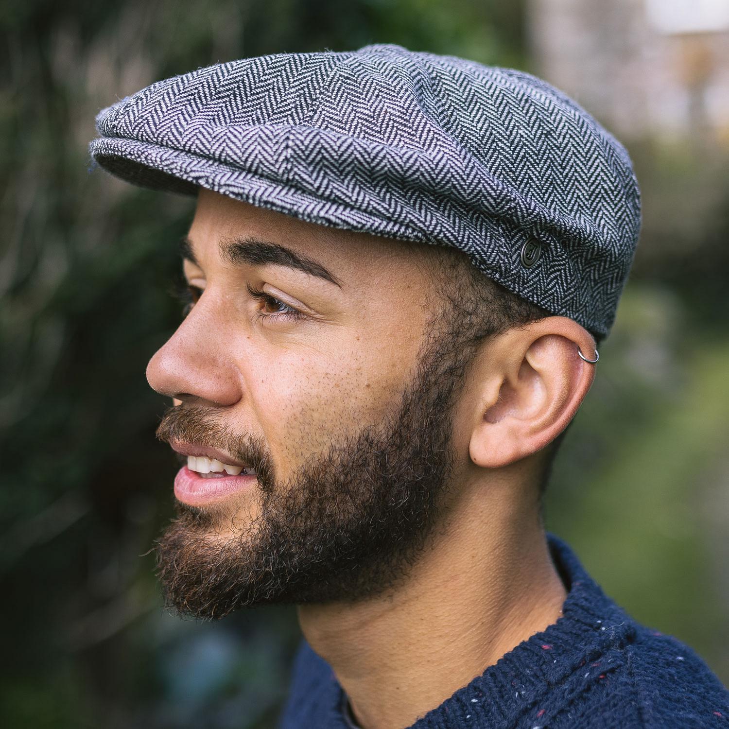 Herringbone Wool Blend Newsboy Cap - Image 10