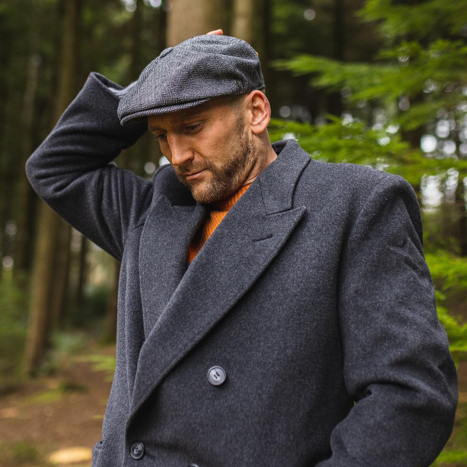 Herringbone Wool Blend Newsboy Cap - Image 11