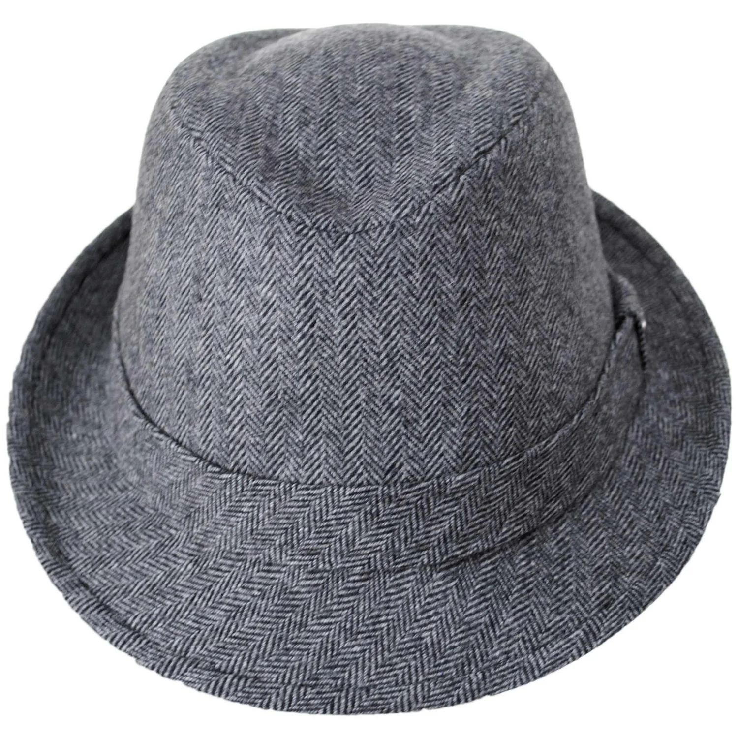 Herringbone Wool Trilby Fedora Hat - Image 2