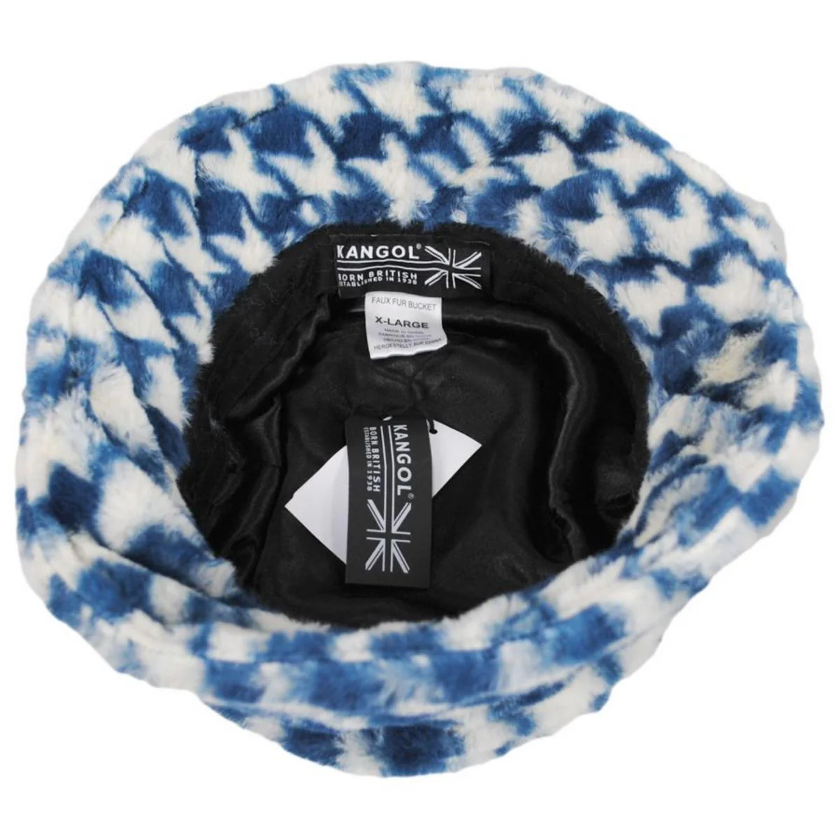 Houndstooth Faux Fur Bucket Hat - Image 4